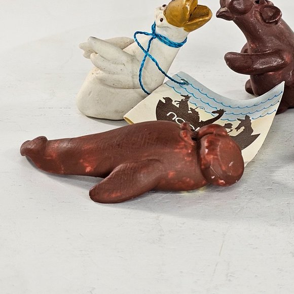 Enesco Noah's Arkies Bev Jamison Miniature Figurine Lot Whale Beaver Goose Fish - Picture 4 of 13